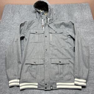Saga Outerwear Jacket Mens 2XL Gray Hooded Softshell Fleece Lined Ski Snow